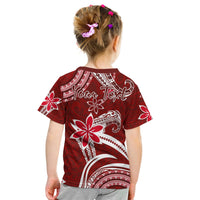 (Custom Personalised) Hawaii Flowers Wave T Shirt KID Kanaka Maoli Red Polynesian LT13 - Polynesian Pride