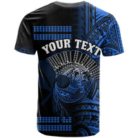 Custom Hawaii T Shirt Kakau Warrior Helmet Gradient Blue Polynesian LT14 - Polynesian Pride