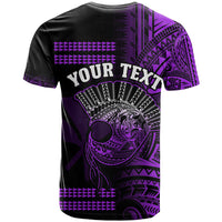 Custom Hawaii T Shirt Kakau Warrior Helmet Gradient Purple Polynesian LT14 - Polynesian Pride