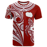 Rarotonga Cook Islands T Shirt Turtle and Map Style Red LT13 Red - Polynesian Pride