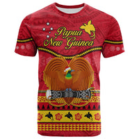 Papua New Guinea Christmas T Shirt Bird Of Paradise Bikpela Hamamas Blong Dispela Krismas LT14 Red - Polynesian Pride