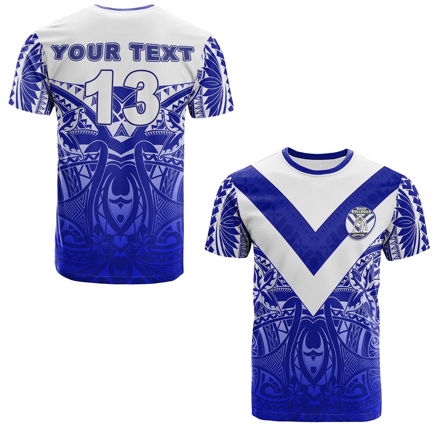 Custom Makoi Bulldogs T Shirt Forever Fiji Rugby Version Fresh 02 Custom Text and Number LT13 Unisex Blue - Polynesian Pride