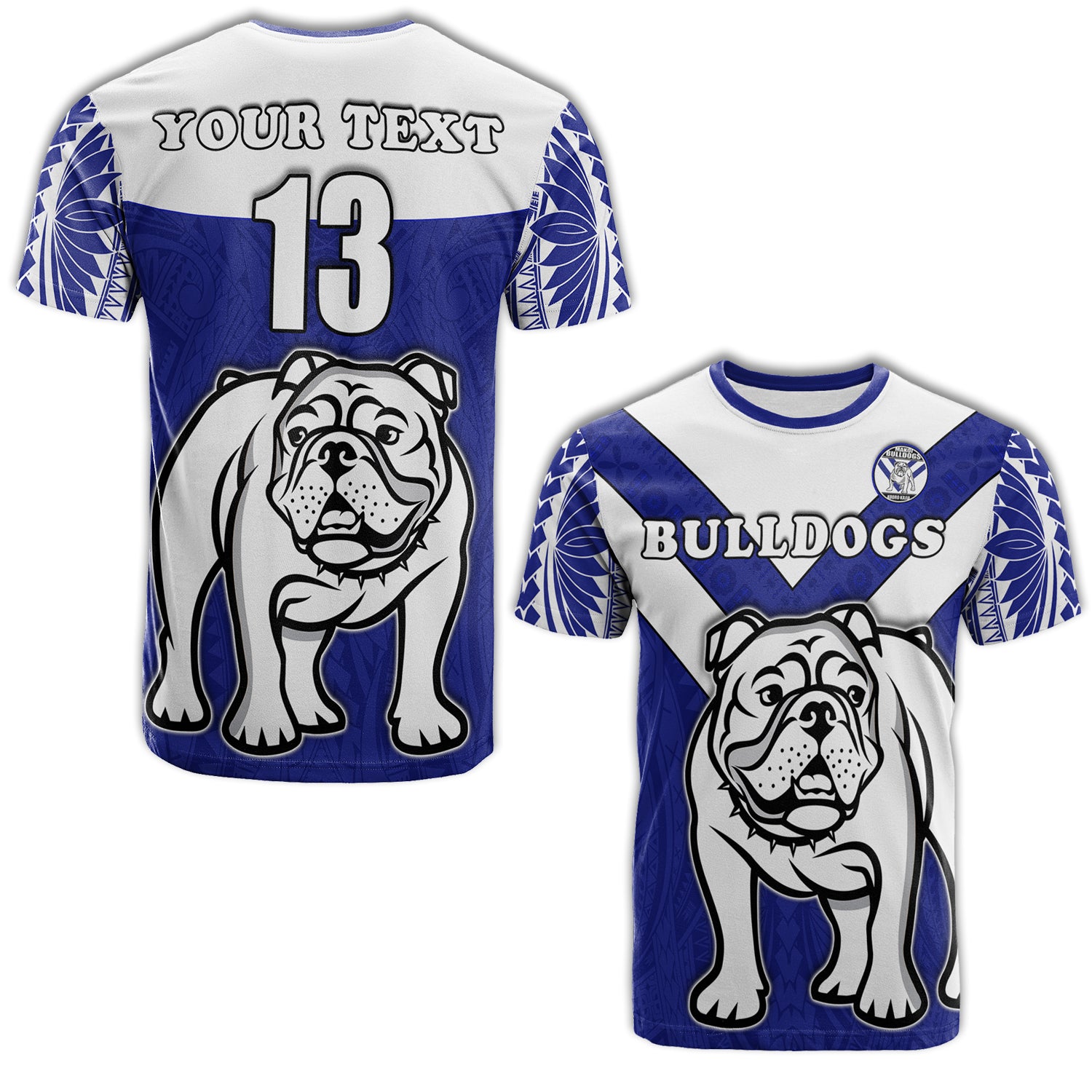 Custom Spirit Bulldogs T Shirt Makoi Fiji Rugby Custom Text and Number LT13 Unisex Blue - Polynesian Pride