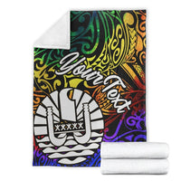 Tahiti Custom Personalised Premium Blanket - Rainbow Polynesian Pattern - Polynesian Pride