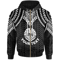 Tahiti Custom Zip up Hoodie Polynesian Armor Style Black Unisex Black - Polynesian Pride