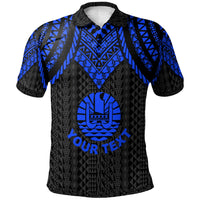 Tahiti Custom Polo Shirt Polynesian Armor Style Blue Unisex Blue - Polynesian Pride