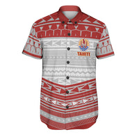 Tahiti Men's Short Sleeve Shirt Tahiti Red & White - Polynesian Pride