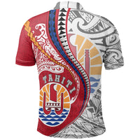 Tahiti Polo T Shirt Tahiti Flag Kanaloa Tatau Gen FR K7 - Polynesian Pride