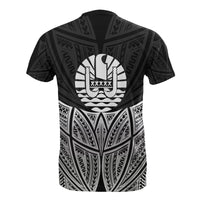 Tahiti Polynesian Custom T Shirt Black Pride Map and Seal - Polynesian Pride
