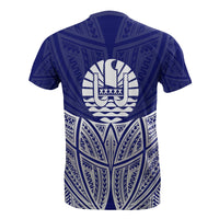 Tahiti Polynesian T Shirt Blue Pride Map and Seal - Polynesian Pride