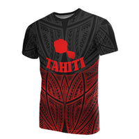 Tahiti Polynesian T Shirt Red Black Pride Map and Seal Unisex Red - Polynesian Pride