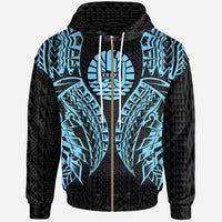 Tahiti Zip up Hoodie Polynesian Lion Head Neon Style Unisex Neon - Polynesian Pride