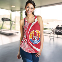 French Polynesia Women Tank Coat Of Arm Lauhala Circle - Polynesian Pride