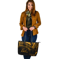 Tokelau Leather Tote - Gold Color Cross Style - Polynesian Pride
