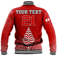 (Custom Personalised) Mate Ma'a Tonga Rugby Baseball Jacket Tongan Kupesi Ngatu Style LT9 - Polynesian Pride
