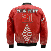 (Custom Personalised) Mate Ma'a Tonga Rugby Bomber Jacket Tongan Kupesi Ngatu Style LT9 - Polynesian Pride