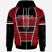 Tonga Zip Hoodie Seal of Tonga Line Style Unisex Black - Polynesian Pride