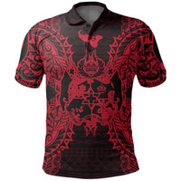 Tonga Polo Shirt Tongan Coat Of Arms Map Polynesian Tattoo Red Unisex Red - Polynesian Pride