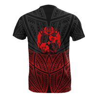Tonga Polynesian T Shirt Red Black Pride Map and Seal - Polynesian Pride