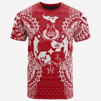 Tonga T Shirt Tonga Coat of Arms Map Polynesian Tattoo Red White Unisex Red - Polynesian Pride