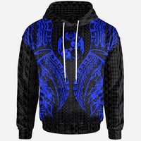 Tonga Hoodie Polynesian Lion Head Blue Style Unisex Blue - Polynesian Pride