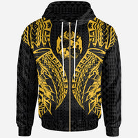 Tonga Zip up Hoodie Polynesian Lion Head Gold Style Unisex Gold - Polynesian Pride