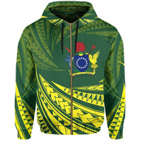 Cook Islands Polynesian Zipper Hoodie Tornado Style Unisex Black - Polynesian Pride