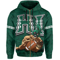 Polynesian Kakau Hawaii Warrior Football Hoodie (Zip) - Polynesian Pride