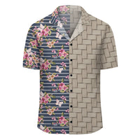 Tropical Butterfly Pink Lauhala Moiety Hawaiian Shirt - Polynesian Pride