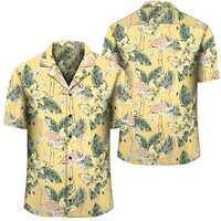 Tropical Flamingo Yellow Hawaiian Shirt Unisex Black - Polynesian Pride