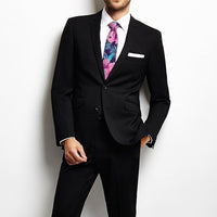 Tropical Flowers With Hummingbirds Palm Leaves Necktie One Size Black Necktie - Polynesian Pride