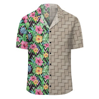 Tropical Hibiscus Banana Leafs Lauhala Moiety Hawaiian Shirt - Polynesian Pride