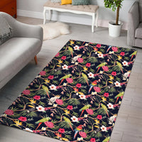 Tropical Hibiscus, Strelitzia Palm Leaves Area Rug - AH - Polynesian Pride