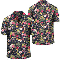 Tropical Hibiscus Strelitzia Palm Leaves Hawaiian Shirt Unisex Black - Polynesian Pride