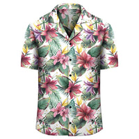 Tropical Palm Leaf White Hawaiian Shirt - Polynesian Pride