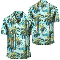 Tropical Palm Trees Blue Hawaiian Shirt Unisex Black - Polynesian Pride