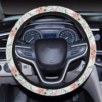 Tropical Pattern With Orchids Leaves And Gold Chains Hawaii Universal Steering Wheel Cover with Elastic Edge - Polynesian Pride