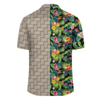 Tropical Pattern With Pineapples Palm Leaves And Flowers Lauhala Moiety Hawaiian Shirt - Polynesian Pride