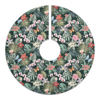 Tropical Plumeria Pattern With Palm Leaves Tree Skirt - Polynesian Pride