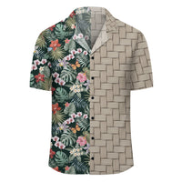 Tropical Plumeria Pattern With Palm Leaves Lauhala Moiety Hawaiian Shirt - Polynesian Pride