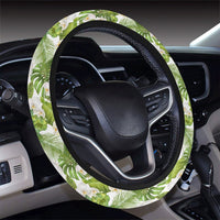 Tropical Plumeria White Hawaii Universal Steering Wheel Cover with Elastic Edge - Polynesian Pride