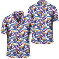 Tropical Strelitzia Hawaiian Shirt Unisex Black - Polynesian Pride
