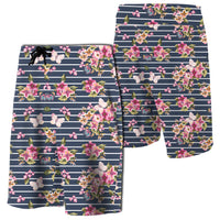 Tropical Butterfly Pink Board Shorts Men Black - Polynesian Pride