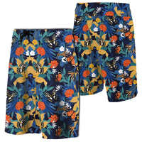 Tropical Buttterfly And Flower Board Shorts Men Blue - Polynesian Pride