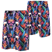 Tropical Flower Board Shorts Men Black - Polynesian Pride