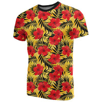Hawaii Tropical Flowers and Palm Leaves T Shirt - Polynesian Pride