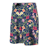 Tropical Hibiscus Red And Plumeria White Board Shorts - Polynesian Pride