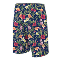Tropical Hibiscus Red And Plumeria White Board Shorts - Polynesian Pride
