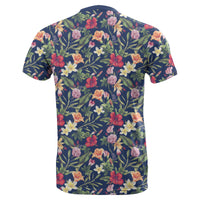Hawaii Tropical Hibiscus Red and Plumeria White T Shirt - Polynesian Pride