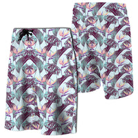 Tropical Monstera Leaf Board Shorts Men White - Polynesian Pride